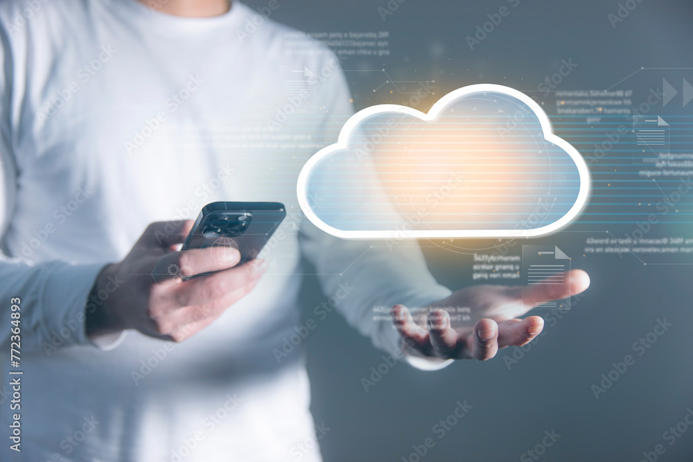 Poster cloud computing virtual screen cloud technology.