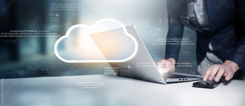 Poster cloud computing virtual screen cloud technology.