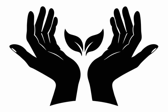 free hands holding  silhouette-black  vector illustration