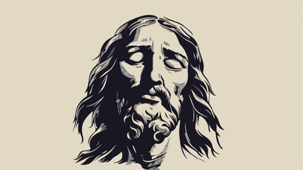 Vector illustration of a Christ s face ink drawing - obrazy, fototapety, plakaty