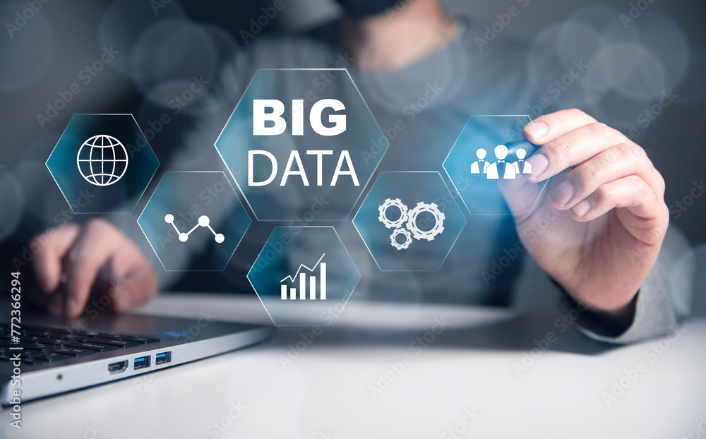 Poster big data concept. icons on virtual screen