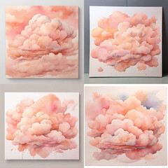 Serene Pastel Cloud Formations Captured at Various Angles in Soft Light
