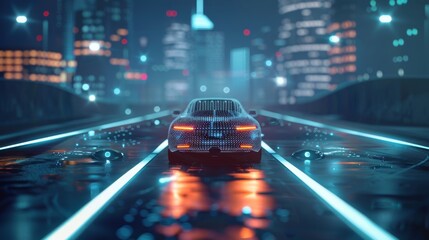 Technology concept for smart cars or autonomous vehicles - obrazy, fototapety, plakaty