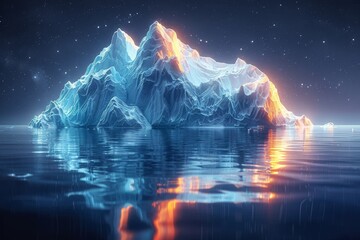 Abstract glowing modern illustration of an iceberg. The glacier represents the hard work that goes into success.