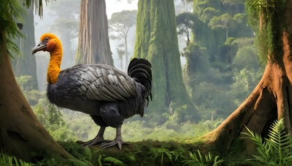 A Dodo Bird In A Jungle Of Giant Cypresses  2 - obrazy, fototapety, plakaty