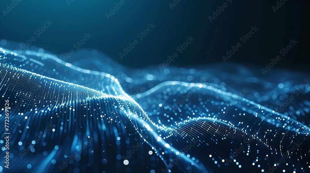 Aufkleber futuristic digital landscape with glowing particles. abstract technology background for design and m