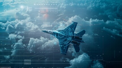 The introduction of digital radar interfaces on military aircraft as part of aviation technology advancements - obrazy, fototapety, plakaty