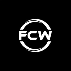 FCW letter logo design in illustration. Vector logo, calligraphy designs for logo, Poster, Invitation, etc.