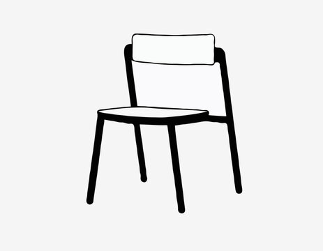 Vector image of a chair in black and white for use in teaching materials. or preschool and home training for parents and teachers. Let the children learn vocabulary

