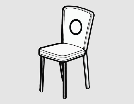 Vector image of a chair in black and white for use in teaching materials. or preschool and home training for parents and teachers. Let the children learn vocabulary

