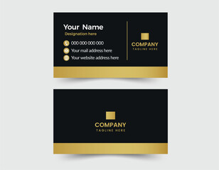 Double-sided creative Modern black, golden and  Clean professional  business card template. Business card for business and personal use. Vector illustration.
