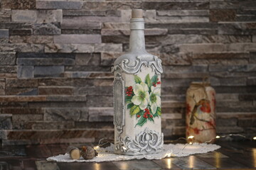 decorated  bottle of glass 
decoration 