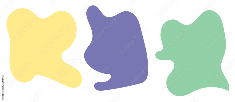 Poster blob shape organic set. random black cube drops simple shapes. collection forms for design and paint