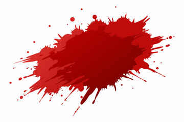 Blood color splatter brushstroke on white background.