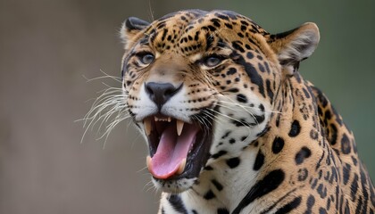 A Jaguar With Its Tongue Lolling Out In Exhaustion