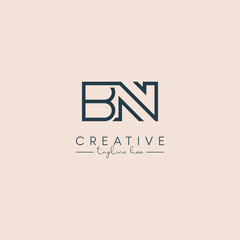 Creative unique letter BN NB initial based stylish business logo design.