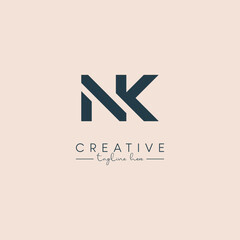 Creative unique letter NK KN initial based stylish business logo design.