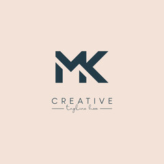 Creative unique letter MK KM initial based stylish business logo design.