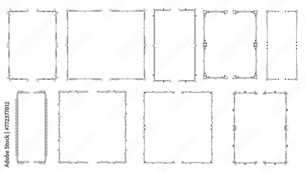 Poster set black simple line collection different doodle brackets, parentheses, braces elements vector desi