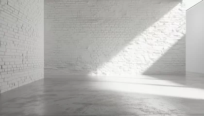 Fotobehang empty room with white brick wall  © Aku Creative