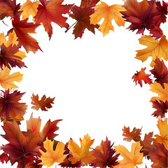 autumn leaves frame isolated on transparent background