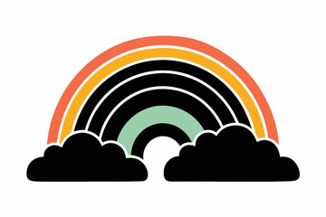 Boho rainbow in the sky black silhouette vector design.