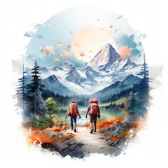 hiking illustrator design white background