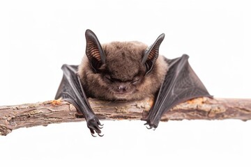 Bat sleep on stem isolated on white background