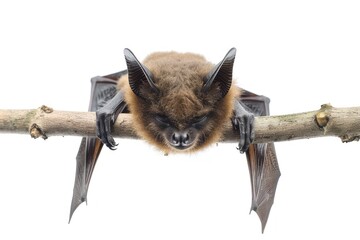 Bat sleep on stem isolated on white background