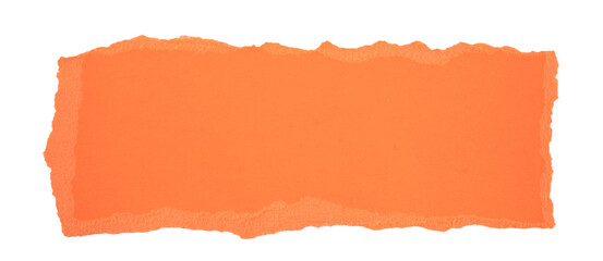 Orange Torn paper banner in a rectangle shape, ripped orange paper sheet, realistic paper scrap...