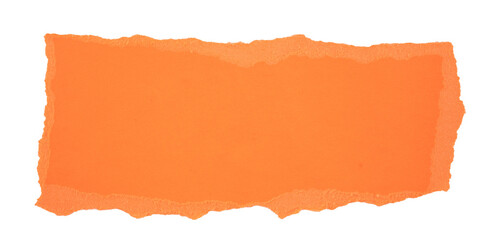 Orange Torn paper in a rectangle shape, ripped orange paper sheet, realistic paper scrap with torn...