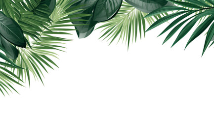 tropical frame with green palm leaves and tropical plants leaves © JK2507