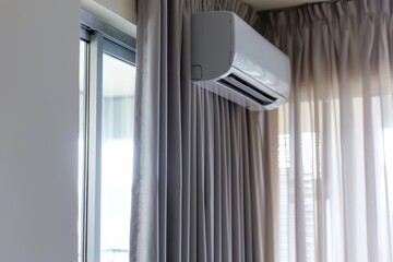 Air conditioning in a room on the wall in a hotel or in a regular room