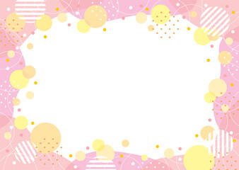 サークルとドットと流体シェイプのフレーム/ピンク