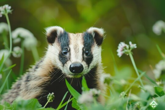 Badger on wild nature background