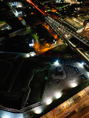 High Angle Night View of Illuminated City Centre Buildings of Birmingham Central City of England United Kingdom