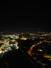 Fototapeta na wymiar High Angle Night View of Illuminated City Centre Buildings of Birmingham Central City of England United Kingdom