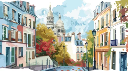 Foto op Canvas Vector illustration of Paris  Montmartre in waterc © Quintessa