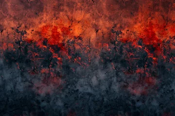 Wandaufkleber Fire embers texture, glowing reds and oranges, fading to smoky greys © ktianngoen0128