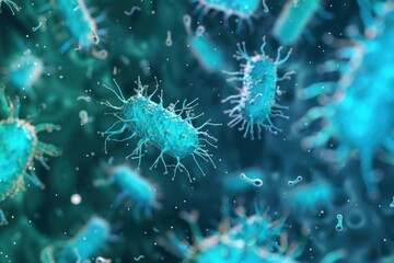 Beautiful illustration of bacteria or virus view under microscope, virus infection concept
