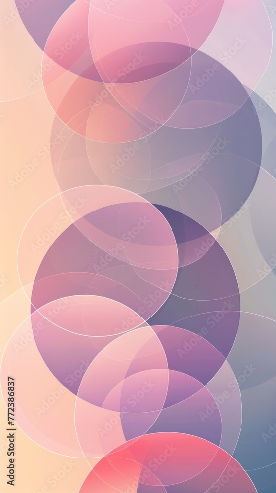 Poster minimal geometric pattern, overlapping circles, soft gradients, barely-there effect