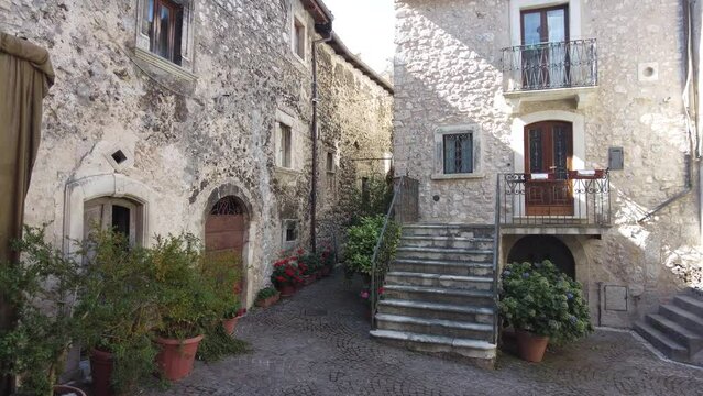 Scenic sight in the beautiful village of Castelvecchio Calvisio. Province of L'Aquila, Abruzzo, Italy.