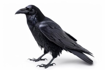 Fototapeta premium Black raven isolated on white background