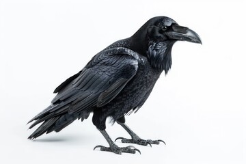 Fototapeta premium Black raven isolated on white background