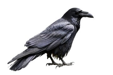 Obraz premium Black raven isolated on white background