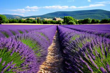 lavender field with a house.