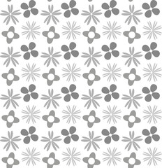 Floral abstract monochrome pattern in gray color on white background