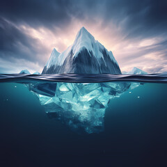 Iceberg floating in a chilly Arctic ocean. 