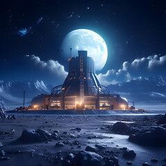 Ai generated image of a nuclear power plant which is on the moon