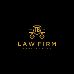 TB initial monogram for lawfirm logo with scales shield image